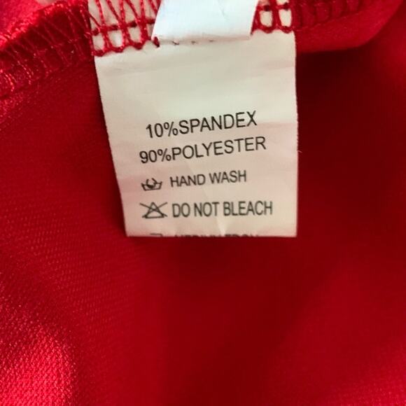 Red Mini Dress with White Bow Accents Size Small - Picture 8 of 9